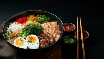 AI generated Freshness and flavors combine in this healthy meal generated by AI photo