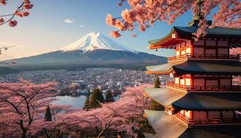 ai generado Cereza florecer árbol, famoso rosado belleza en naturaleza generado por ai foto