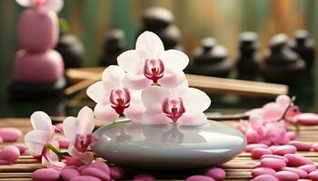 AI generated Relaxation and wellbeing in nature pink orchid generated by AI photo