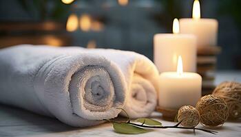 AI generated Luxury spa treatment, candlelight, relaxation, pampering, wellbeing generated by AI photo