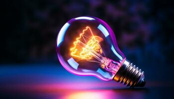 AI generated Bright ideas illuminated by glowing light bulb generated by AI photo