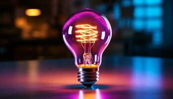 AI generated Glowing electric lamp ignites bright ideas and creativity generated by AI photo