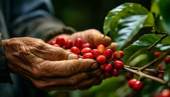 ai generado agricultura, naturaleza, al aire libre, fruta, hoja, maduro, adulto, granja generado por ai foto