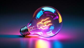 AI generated Bright glowing light bulb igniting ideas and innovation generated by AI photo