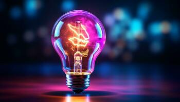 AI generated Glowing electric lamp ignites bright ideas generated by AI photo