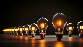 AI generated Bright glowing light bulb illuminates ideas and innovation generated by AI photo