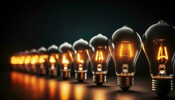 AI generated Bright glowing light bulb illuminates ideas and innovation generated by AI photo