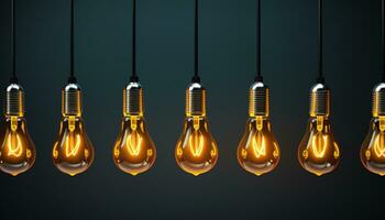 AI generated Bright glowing light bulb illuminates ideas and innovation generated by AI photo