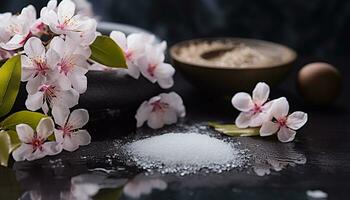 AI generated Freshness and relaxation in nature aromatherapy spa generated by AI photo