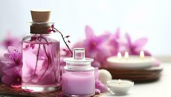 AI generated Relaxation and pampering with scented aromatherapy candle generated by AI photo