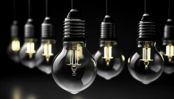 AI generated Glowing filament illuminates bright glass, sparking innovation generated by AI photo