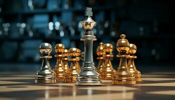 AI generated Strategy and success on the chess board generated by AI photo