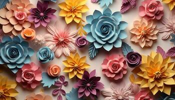 AI generated Abstract floral pattern in multi colored wallpaper design generated by AI photo
