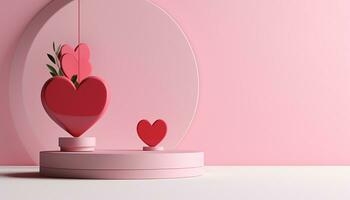 AI generated Romantic heart design, love symbol, pink backdrop generated by AI photo