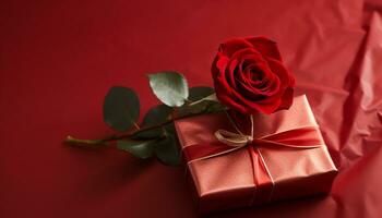 AI generated Romantic gift wrapped with love and celebration generated by AI photo