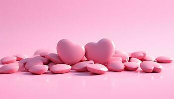 AI generated Pink heart shaped pill symbolizes love and healthcare generated by AI photo