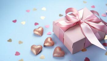 AI generated Love and celebration in a heart shaped gift box generated by AI photo