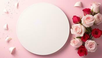 AI generated Romance blooms in pink, love decoration generated by AI photo