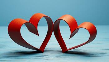 ai generado amor y romance simbolizado por corazón forma en madera fondo generado por ai foto