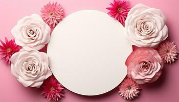 AI generated Pink flower blossom, nature romance, love decoration in abstract design generated by AI photo