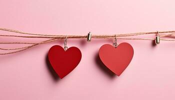 AI generated Romantic heart hanging, symbol of love and togetherness generated by AI photo