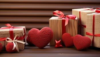AI generated Love wrapped in a homemade gift box generated by AI photo