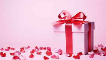 AI generated Celebration of love, gift box, heart shape, romance generated by AI photo