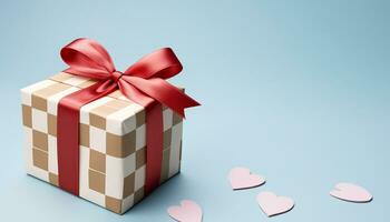AI generated Love wrapped in a shiny blue gift box generated by AI photo