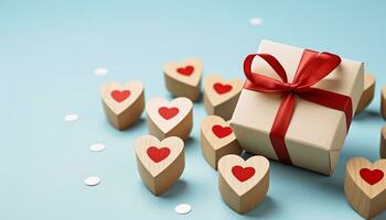AI generated Love and celebration in heart shaped gift box generated by AI photo