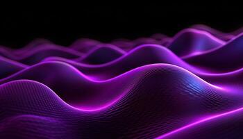 AI generated Abstract wave pattern in dark purple, glowing and flowing generated by AI photo