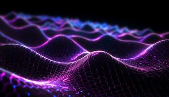 AI generated Futuristic technology shapes glowing grid in abstract motion generated by AI photo