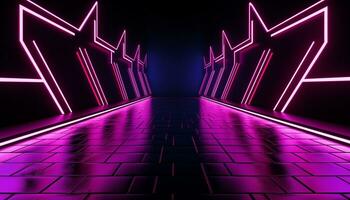 AI generated Futuristic design, modern architecture, glowing neon backdrop generated by AI photo