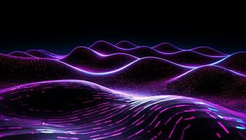 AI generated Abstract wave pattern in bright purple wallpaper design generated by AI photo