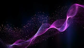 AI generated Glowing blue wave pattern in futuristic space generated by AI photo