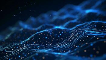 AI generated Glowing abstract wave pattern in dark futuristic space generated by AI photo