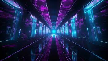 AI generated Futuristic technology data abstract architecture modern network server generated by AI photo