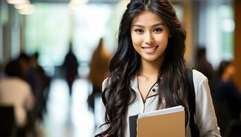 AI generated Smiling businesswoman looking at camera, confident and successful generated by AI photo