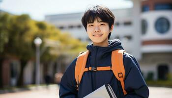 AI generated Smiling boys in school uniforms pose for portrait generated by AI photo