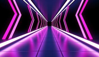 AI generated Futuristic neon shapes illuminate modern abstract architecture generated by AI photo