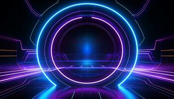 AI generated Glowing vibrant colors create a futuristic abstract design generated by AI photo