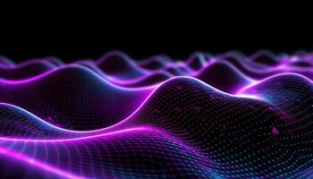 AI generated Bright blue wave pattern flowing in a futuristic design generated by AI photo