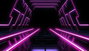 AI generated Glowing futuristic corridor with bright neon lighting generated by AI photo