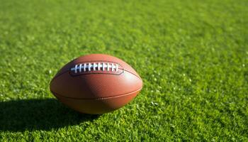 AI generated Playing football on green turf, outdoor sports activity generated by AI photo