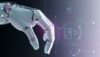 AI generated Futuristic robotic arm working in automated manufacturing generated by AI photo