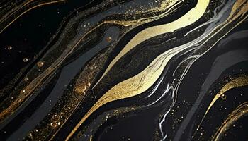 AI generated Abstract backdrop with shiny gold marbled effect generated by AI photo
