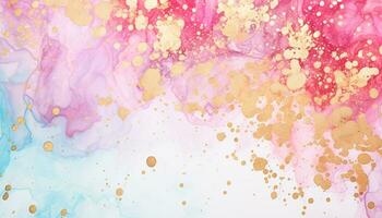 AI generated Abstract paint backdrop with multi colored watercolor paints generated by AI photo