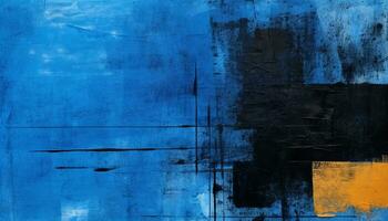 AI generated Abstract blue grunge wall with stained rusty backdrop generated by AI photo