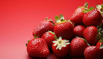 AI generated Freshness and sweetness in a ripe strawberry dessert generated by AI photo