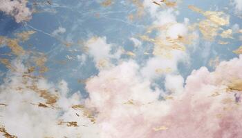 AI generated Fluffy clouds paint vibrant sky in summer generated by AI photo
