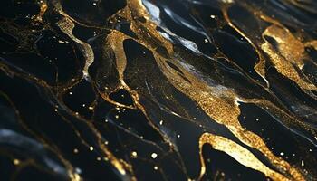 AI generated Abstract golden wave pattern on dark textured backdrop generated by AI photo